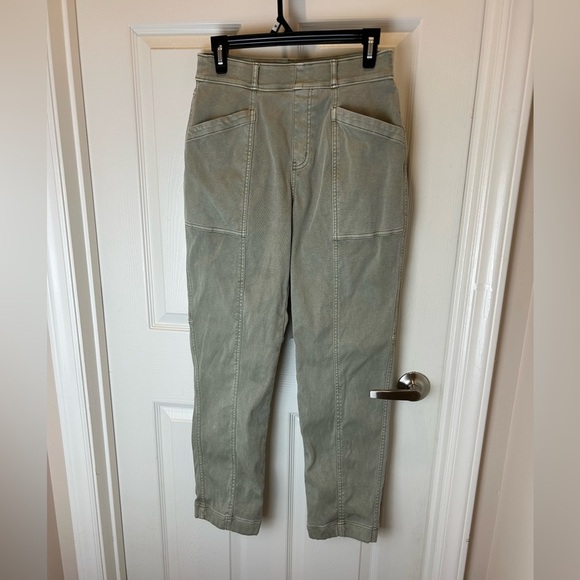 SPANX STRETCH TWILL STRAIGHT LEG PANT OLIVE GREEN MEDIUM - Picture 4 of 12